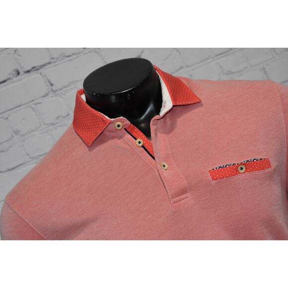 Ted Baker London Golf Polo Shirt Mens Size 5 Medium Pink Performance Polyester - Picture 5 of 7